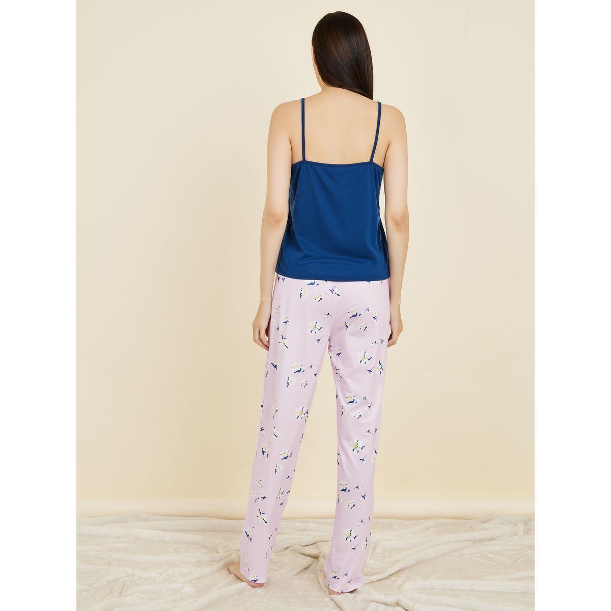 Styli Unwind Solid Cami & Daisy Print Pyjama Set-women-clothing-nightwear-pyjamas-longsets-image-5