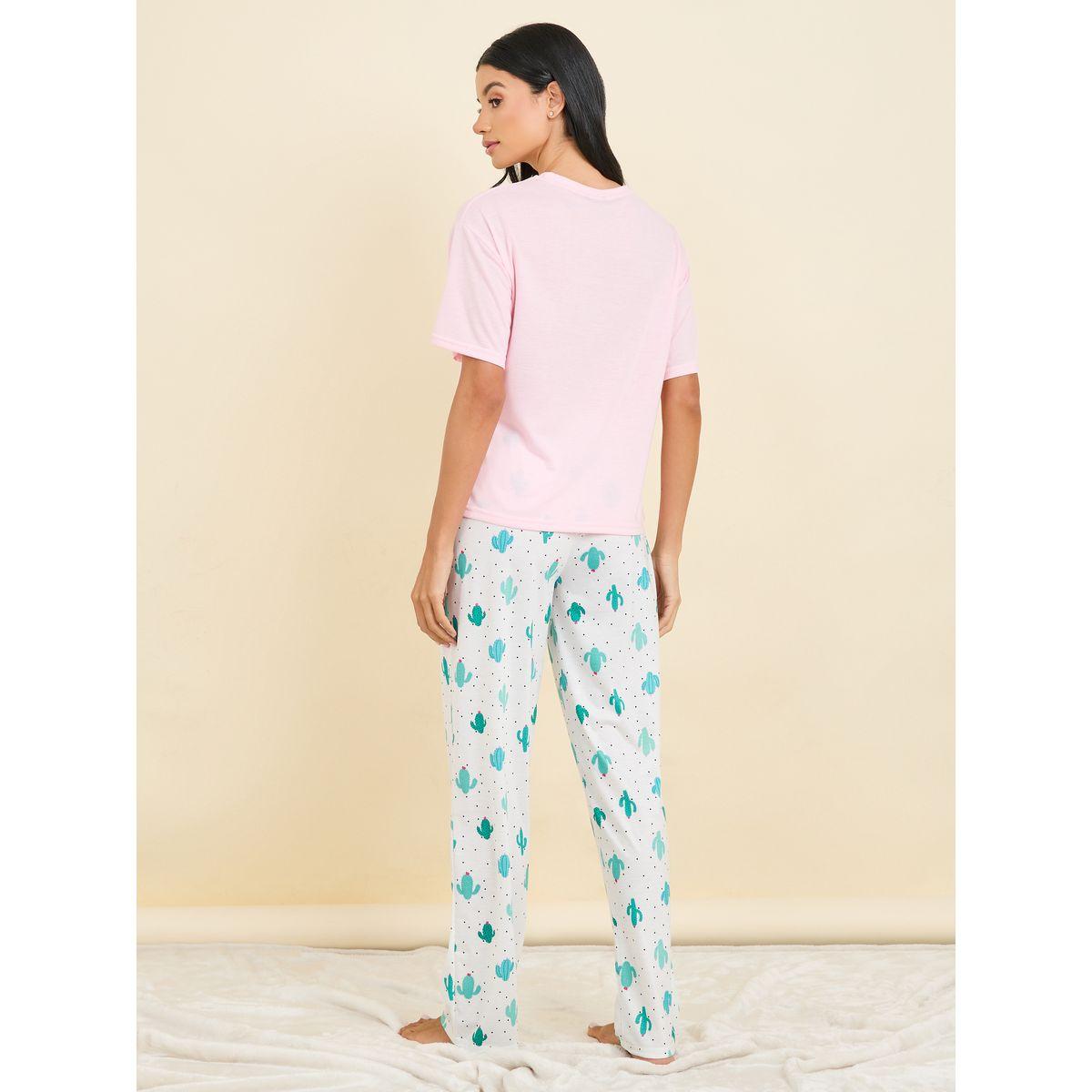 Styli Unwind Cactus Print T-shirt and Pyjama Set-women-clothing-nightwear-pyjamas-longsets-image-6