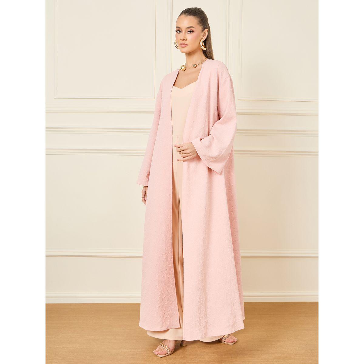 Styli Floral Textured Maxi Length Kimono-women-clothing-shirtsandblouses-shirts-image-1