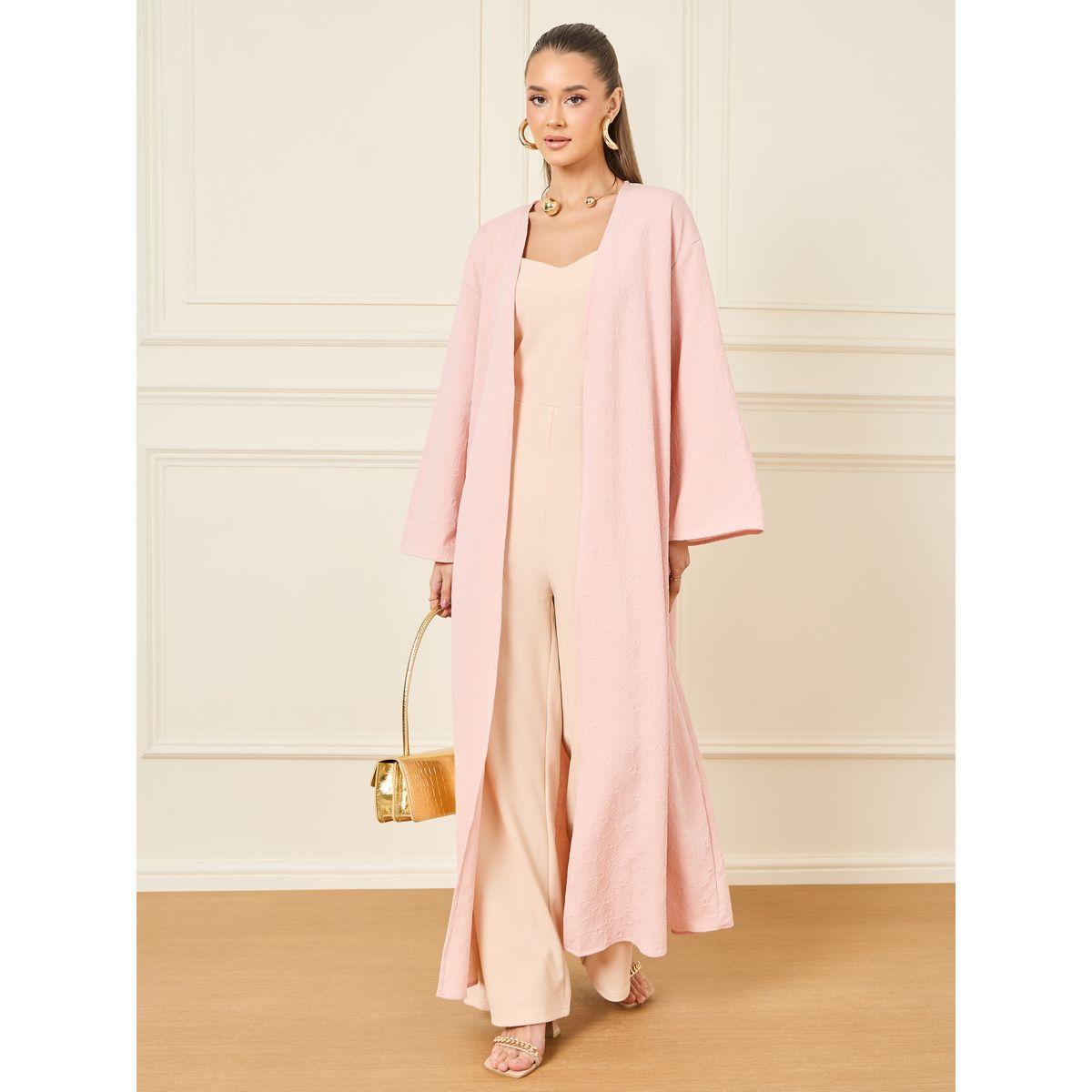 Styli Floral Textured Maxi Length Kimono-women-clothing-shirtsandblouses-shirts-image-2
