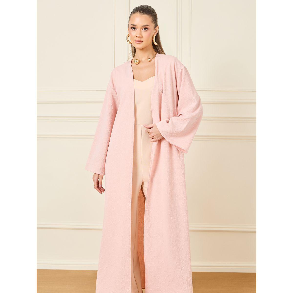 Styli Floral Textured Maxi Length Kimono-women-clothing-shirtsandblouses-shirts-image-3