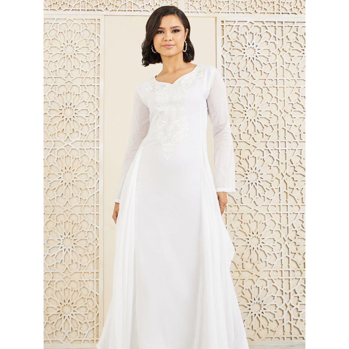 Styli Embroidered Neck Side Overlay A-Line Maxi Dress-women-clothing-dresses-image-2