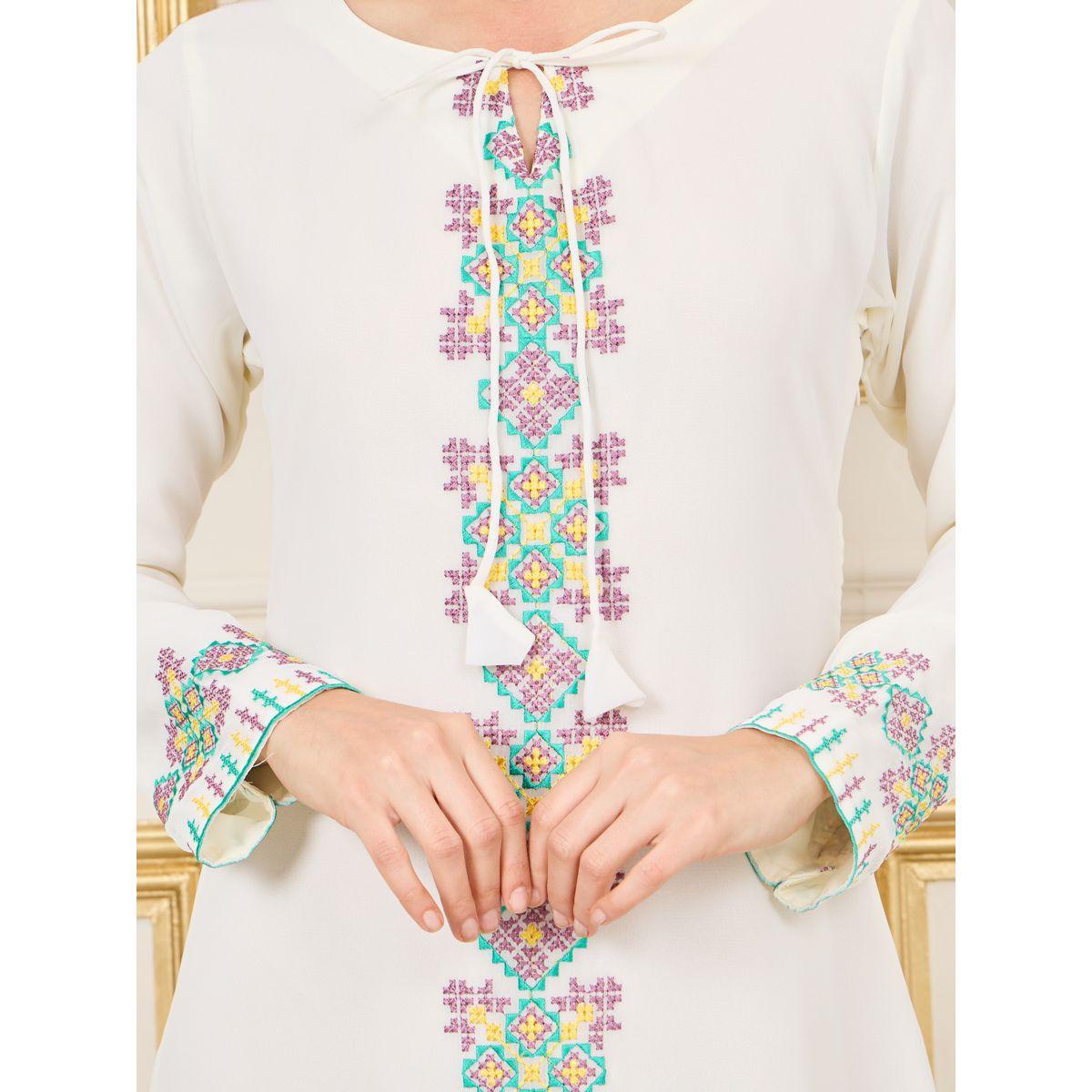 Styli Embroidered Tie Up Neck A-Line Maxi Dress-women-clothing-dresses-image-3