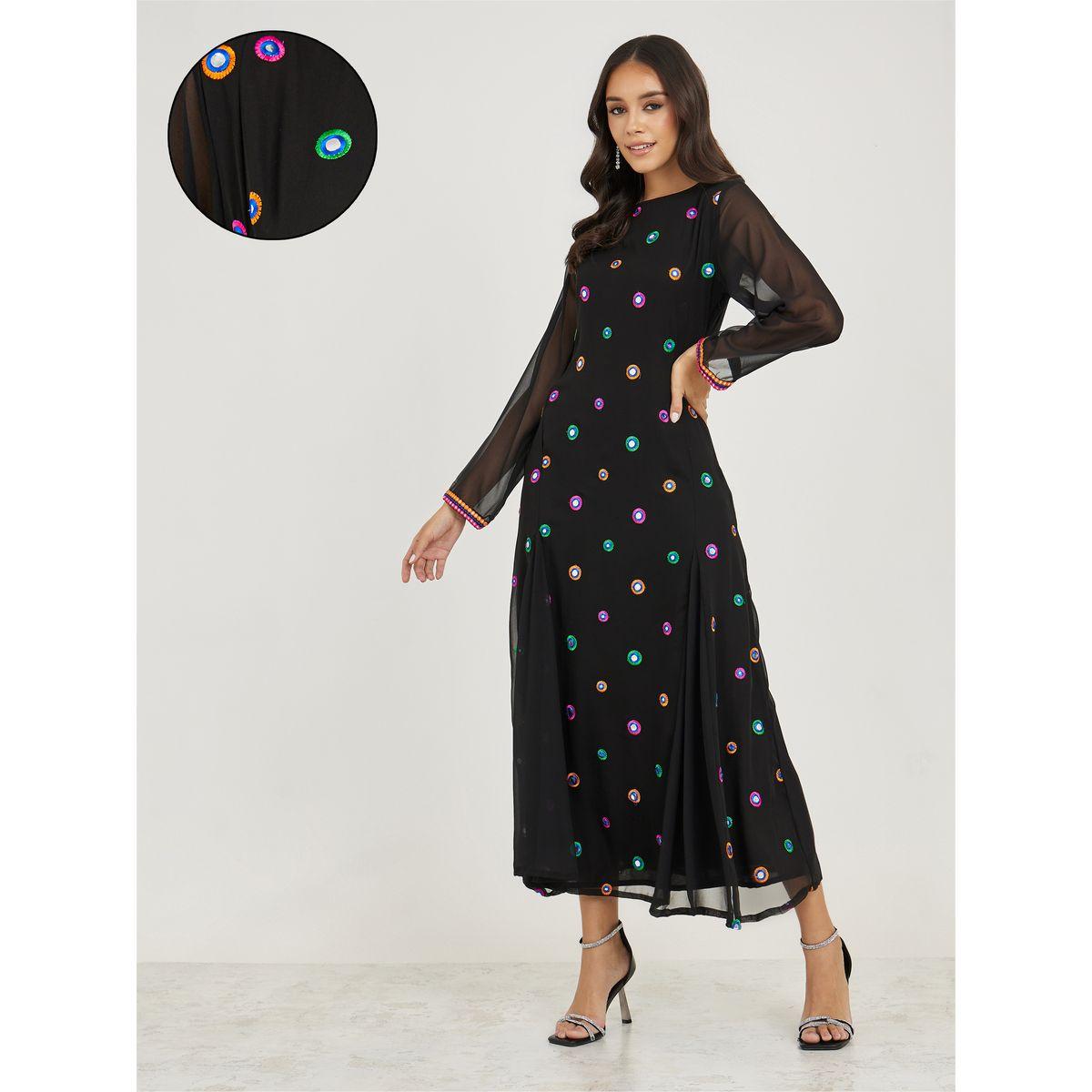 فستان طويل بتفاصيل مُطرّزة وحافة واسعة-women-clothing-dresses-image-1