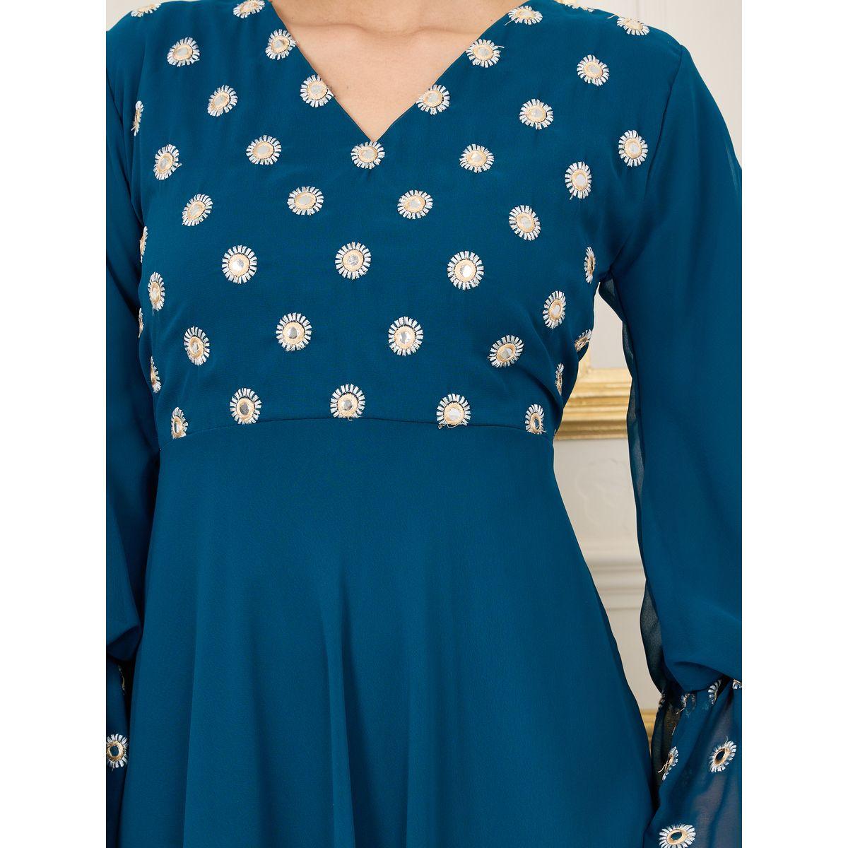 Styli Embroidered Flared Sleeves A Line Maxi Dress-women-clothing-dresses-image-3
