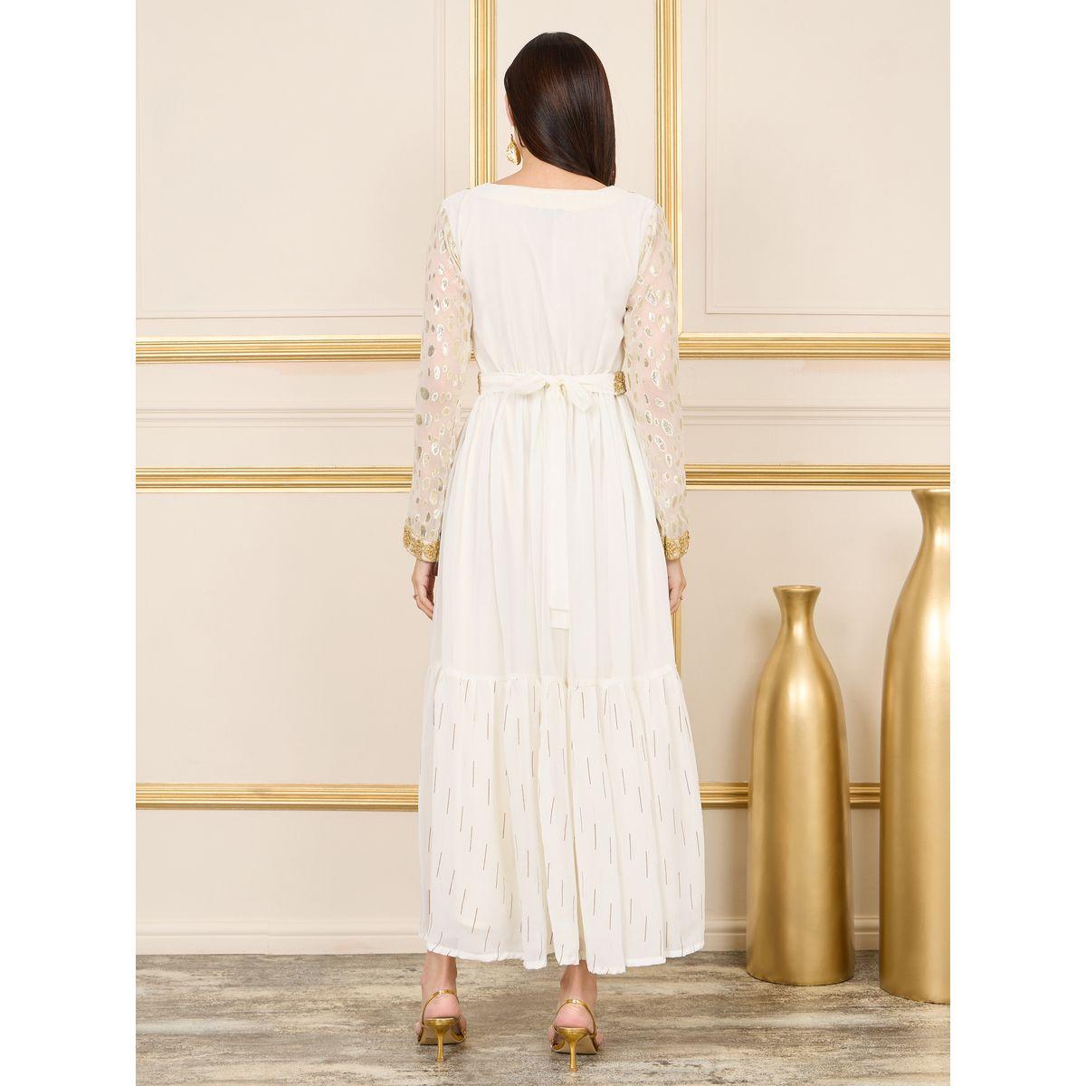 Styli Embroidered Stone Detail Lurex Texture Maxi Dress-women-clothing-dresses-image-4