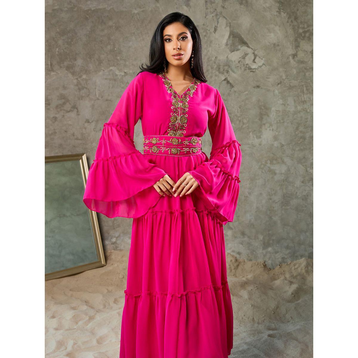 Styli Embroidered Flute Sleeve Tiered Maxi Dress-women-clothing-dresses-image-2