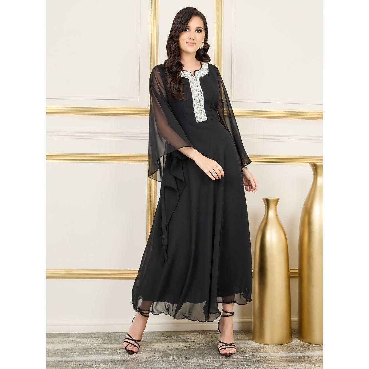 فستان طويل مزين بلؤلؤ صناعي-women-clothing-dresses-image-1