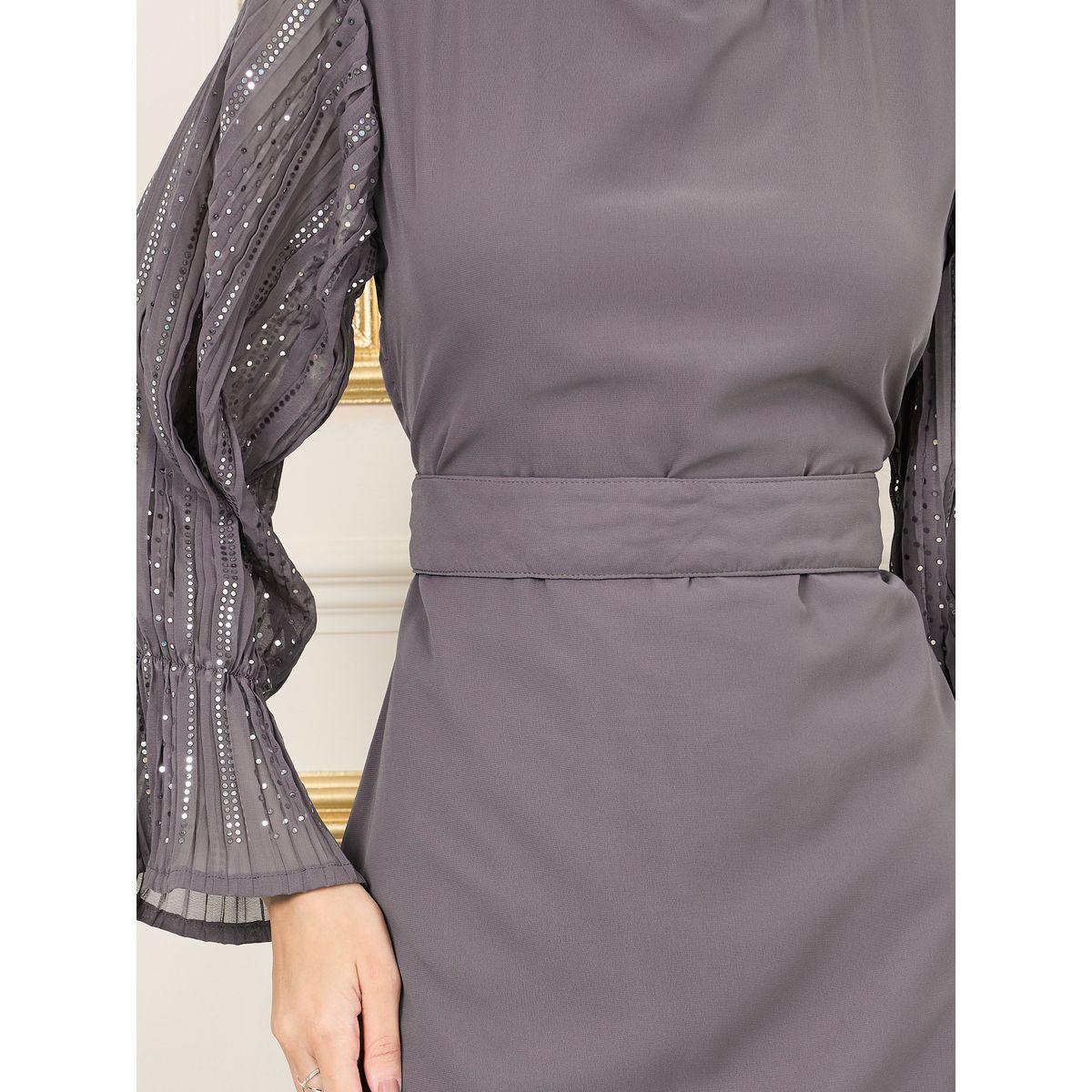 فستان طويل بتفاصيل دانتيل مع اكمام بكشكش-women-clothing-dresses-image-3