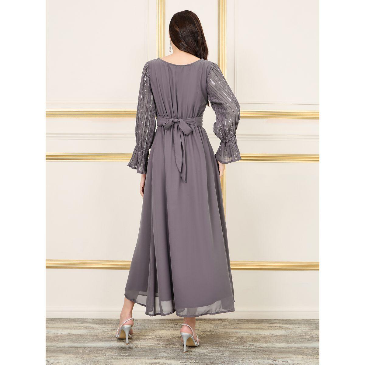 فستان طويل بتفاصيل دانتيل مع اكمام بكشكش-women-clothing-dresses-image-4
