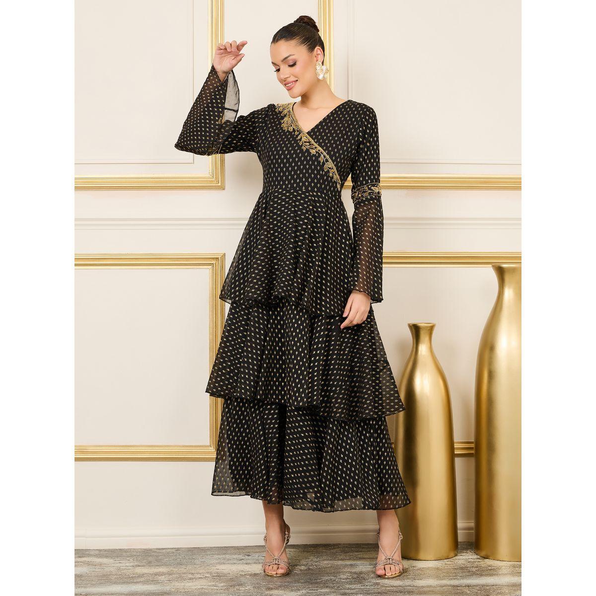 فستان طويل مزين بالخرز مع كسرات-women-clothing-dresses-image-1