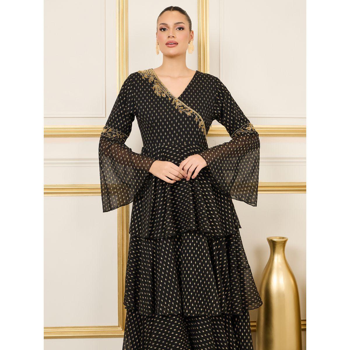 Styli Beaded Detail Bell Layered Tiered Maxi Dress-women-clothing-dresses-image-2