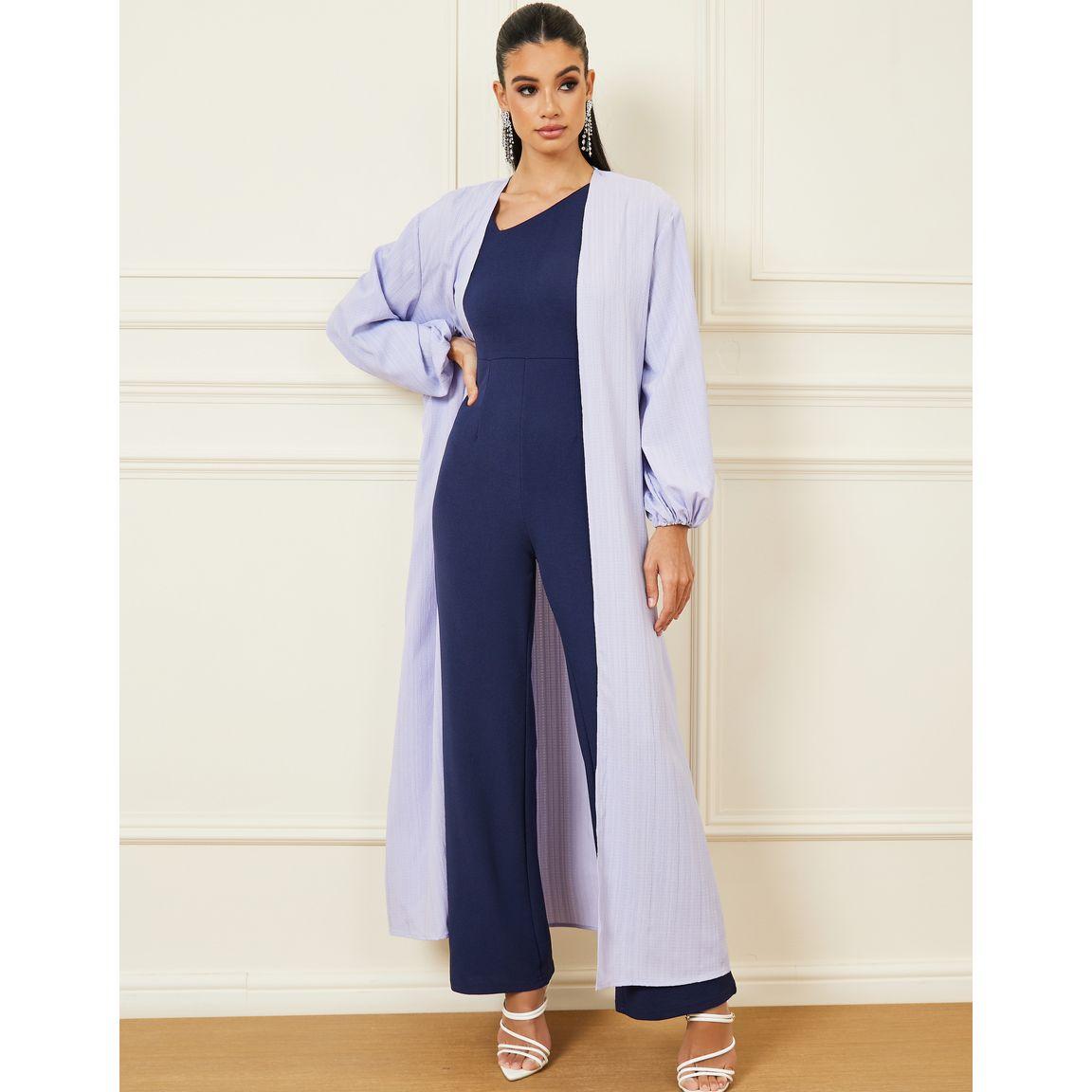 Styli Textured Maxi Kimono with Tie Up Belt-women-clothing-shirtsandblouses-shirts-image-1