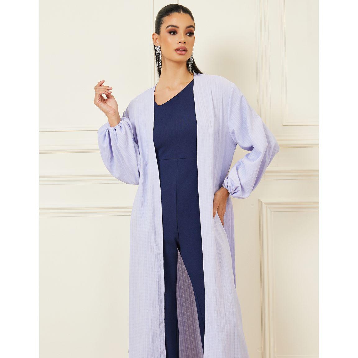 Styli Textured Maxi Kimono with Tie Up Belt-women-clothing-shirtsandblouses-shirts-image-2