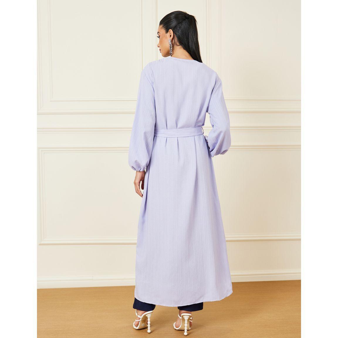 Styli Textured Maxi Kimono with Tie Up Belt-women-clothing-shirtsandblouses-shirts-image-6