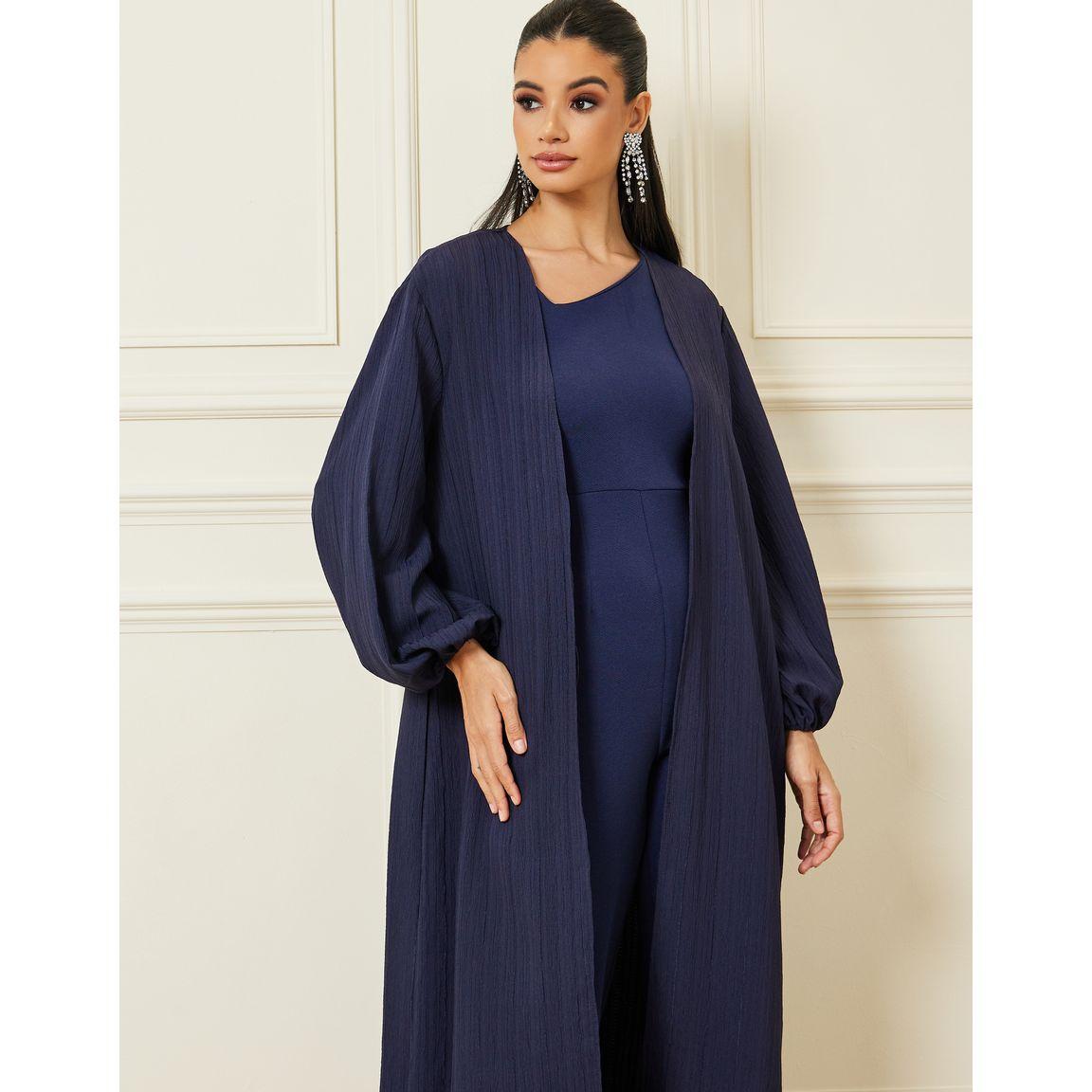 Styli Textured Maxi Kimono with Tie Up Belt-women-clothing-shirtsandblouses-shirts-image-2