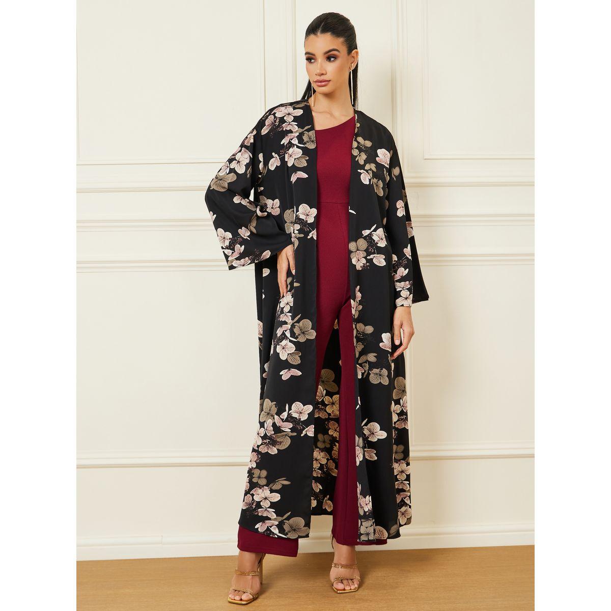 Styli Floral Print Maxi Length Kimono-women-clothing-shirtsandblouses-shirts-image-1