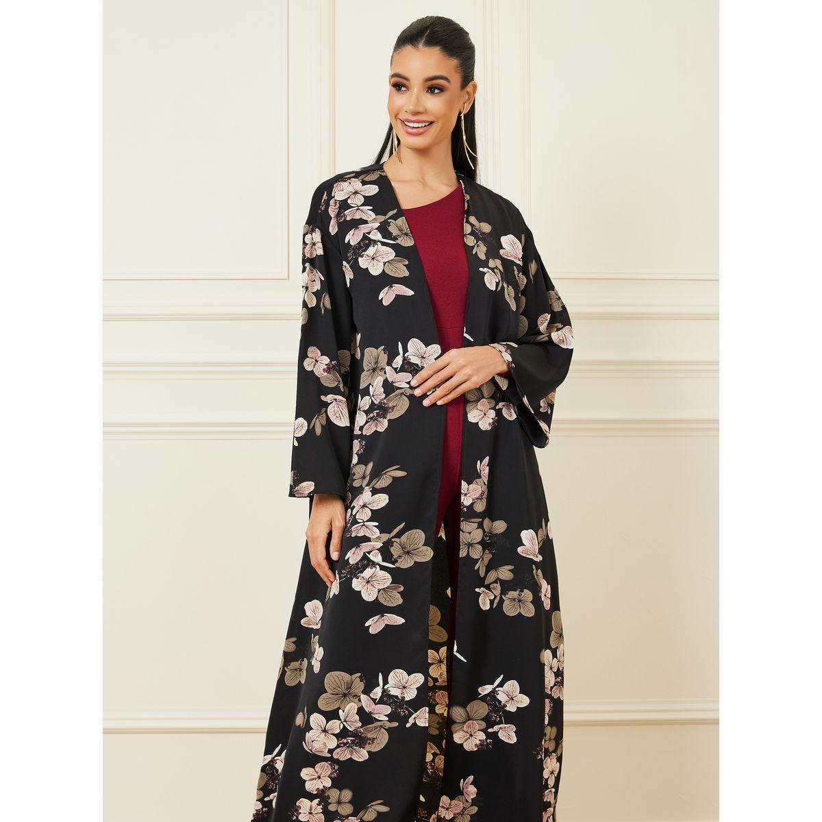 Styli Floral Print Maxi Length Kimono-women-clothing-shirtsandblouses-shirts-image-2