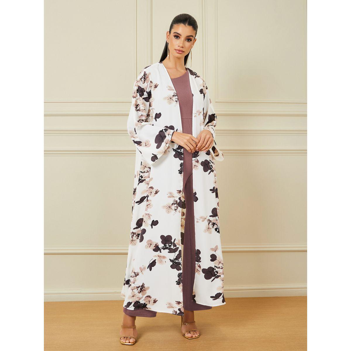 Styli Floral Print Maxi Length Kimono-women-clothing-shirtsandblouses-shirts-image-1