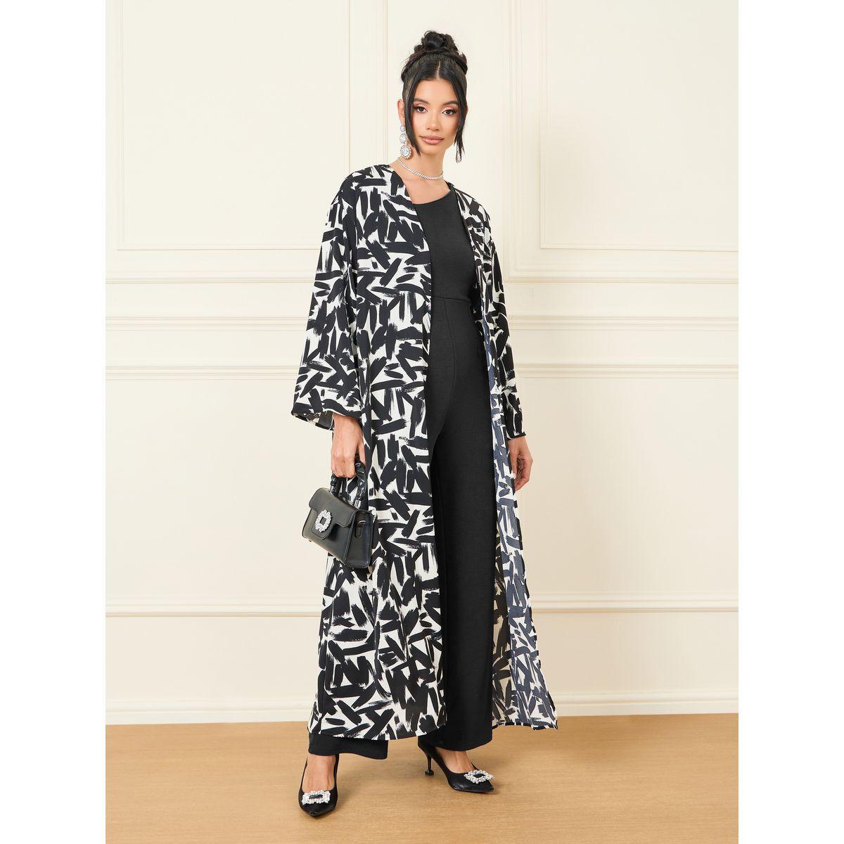 Styli Abstract Print Maxi Length Kimono-women-clothing-shirtsandblouses-shirts-image-1
