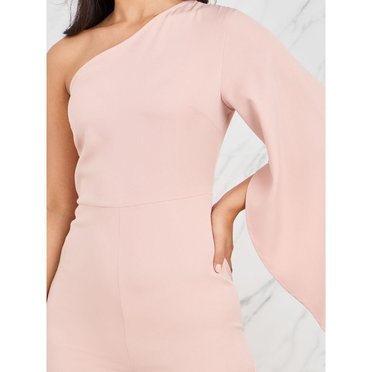 Styli One Shoulder Neck Cape Sleeves Wide Leg Tailored Jumpsuit-women-clothing-jumpsuits-image-3