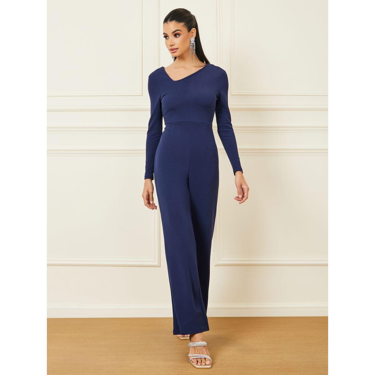 Styli Textured Knit Asymmetric Neck Straight Leg Jumpsuit-women-clothing-jumpsuits-image-1