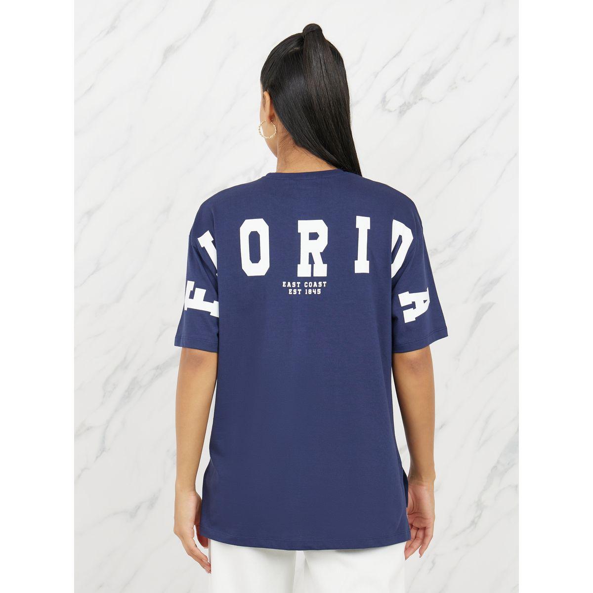 تيشيرت فضفاض مطبع بكتابة-women-clothing-tshirts-image-5
