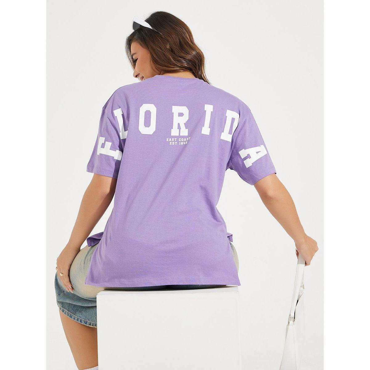 تيشيرت فضفاض مطبع بطبعة كتابة-women-clothing-tshirts-image-1