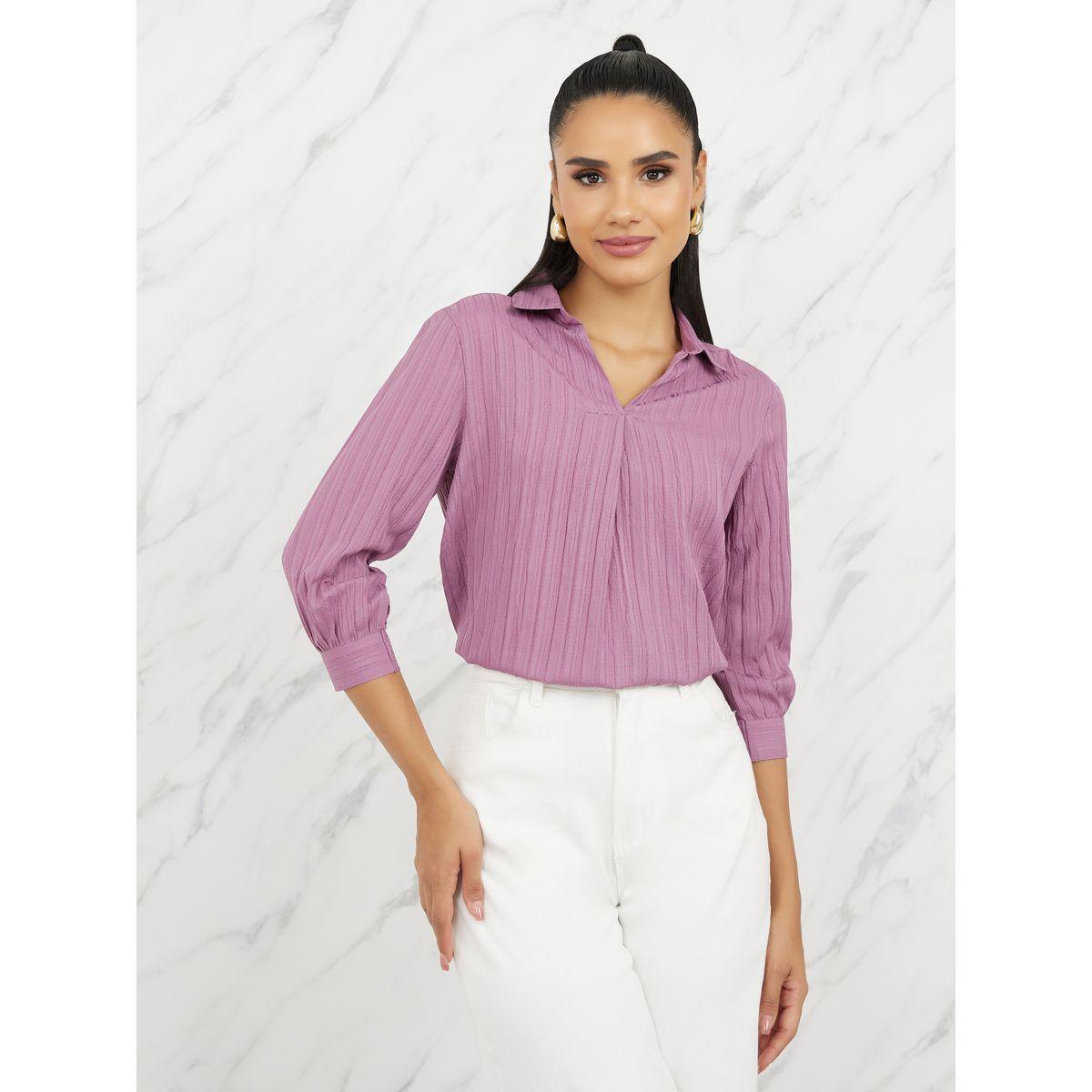 بلوزة مخططة بقصة عادية-women-clothing-shirtsandblouses-shirts-image-1