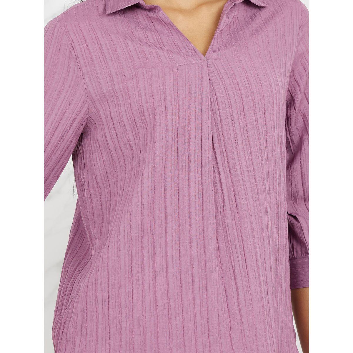 Styli Elevate Striped Texture Regular Fit Longline Shirt-women-clothing-shirtsandblouses-shirts-image-4