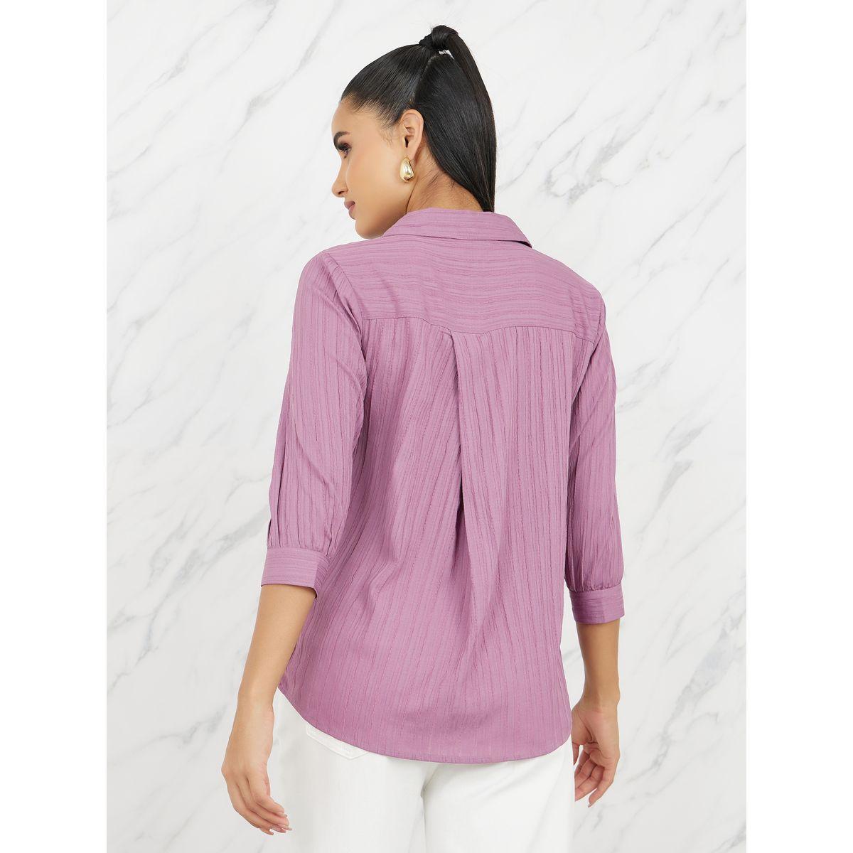 Styli Elevate Striped Texture Regular Fit Longline Shirt-women-clothing-shirtsandblouses-shirts-image-5