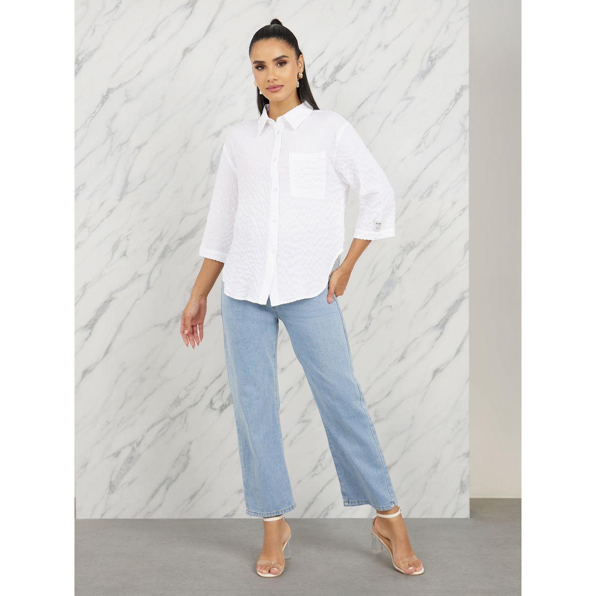 قميص Styli Elevate واسع الحجم ذو ملمس منحني مع تفاصيل رقع-women-clothing-shirtsandblouses-shirts-image-2