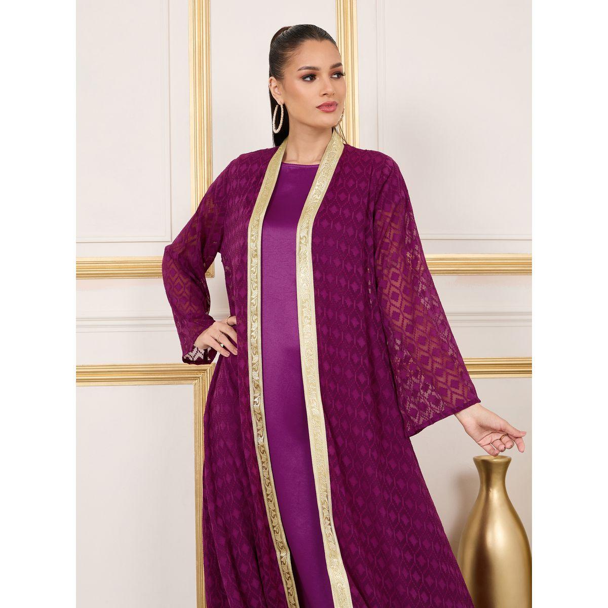Styli Diamond Texture Dobby Abaya and Satin Inner Dress Set-women-arabicclothing-abayas-image-2