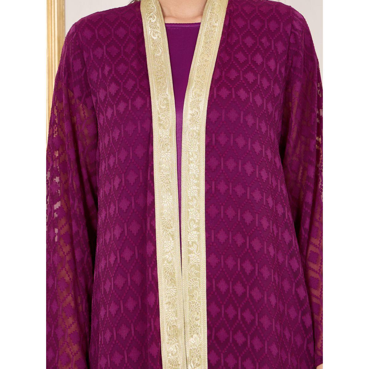 Styli Diamond Texture Dobby Abaya and Satin Inner Dress Set-women-arabicclothing-abayas-image-4