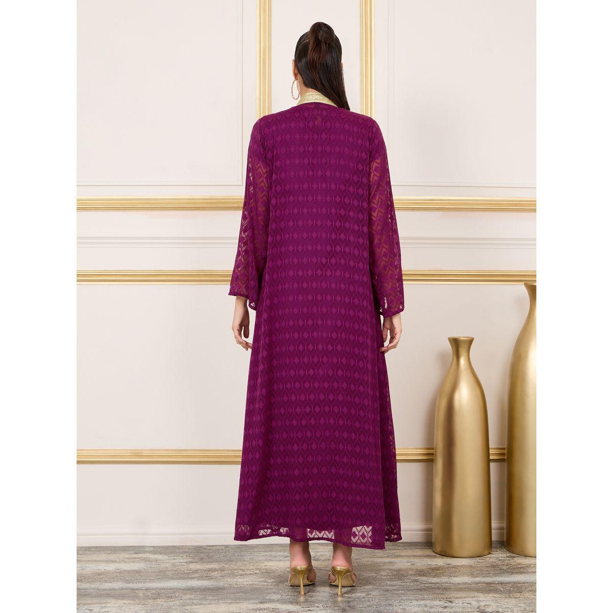 Styli Diamond Texture Dobby Abaya and Satin Inner Dress Set-women-arabicclothing-abayas-image-5