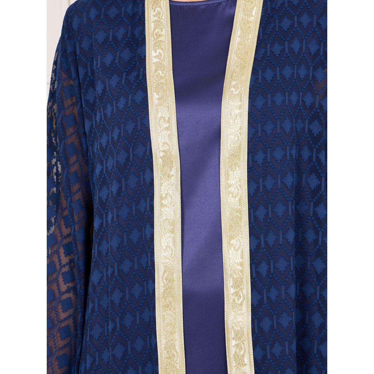 Styli Dobby Texture Lace Border Abaya and Satin Inner Dress Set-women-arabicclothing-abayas-image-3