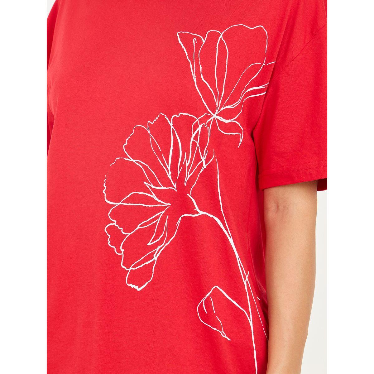 Styli Oversized Floral Placement Print Drop Shoulder T-Shirt-women-clothing-tshirts-image-3