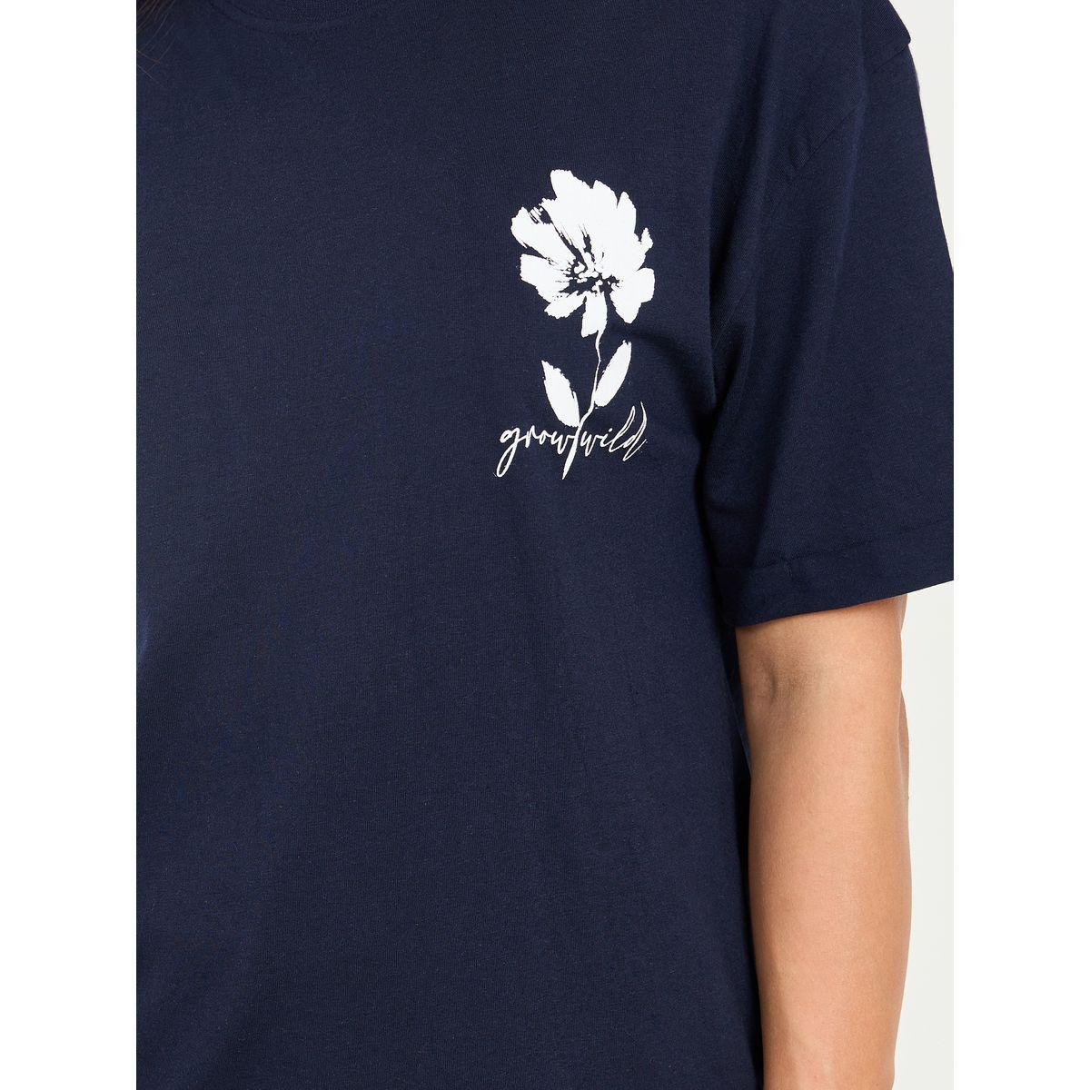 Styli Oversized Floral Placement Print T-Shirt with Roll Up Sleeves-women-clothing-tshirts-image-4
