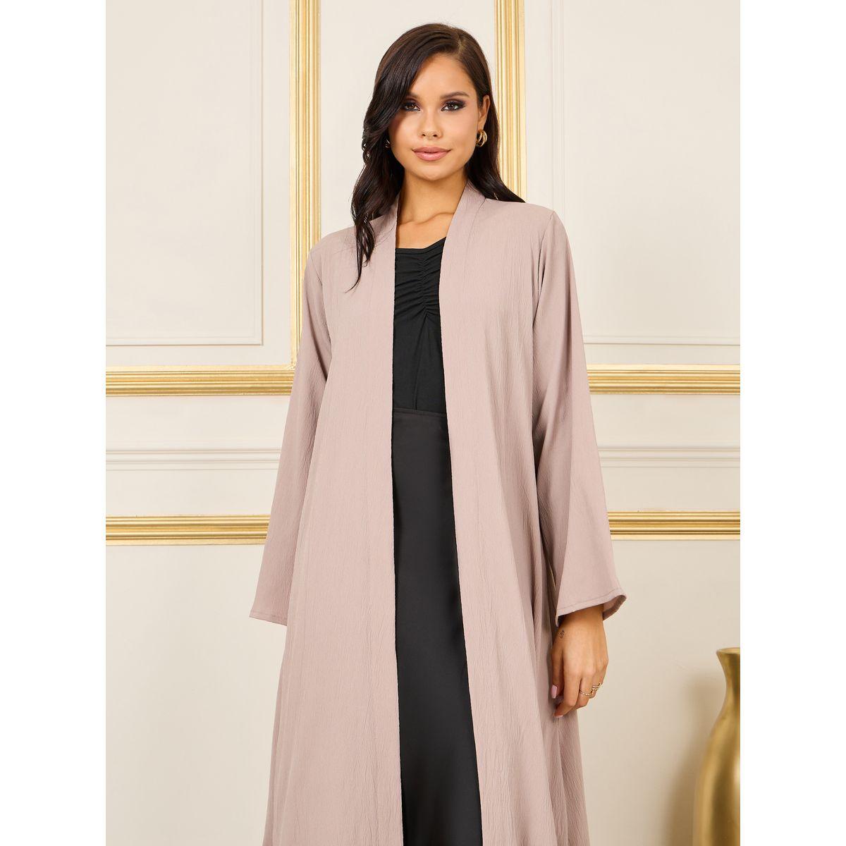 عباية مفتوحة بتفاصيل بارزة الملمس-women-arabicclothing-abayas-image-2