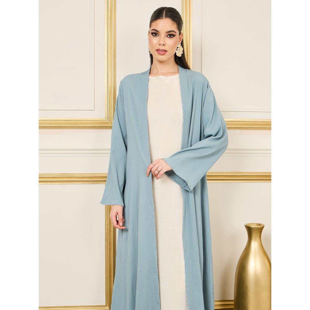 Styli Crepe Textured Open Front Abaya-women-arabicclothing-abayas-image-2