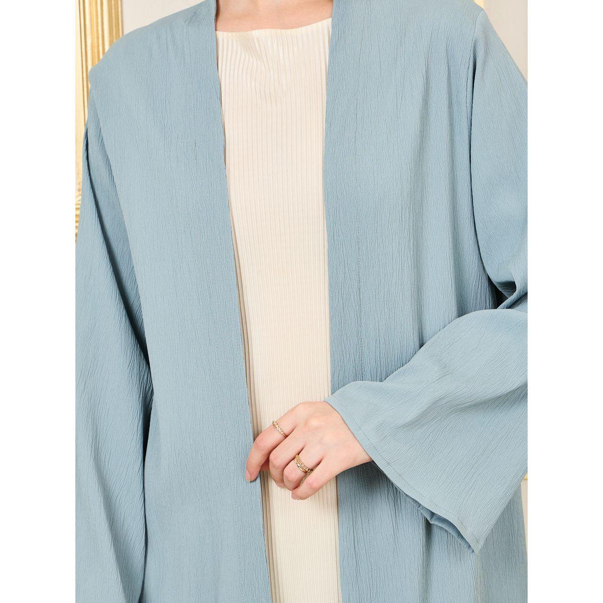 Styli Crepe Textured Open Front Abaya-women-arabicclothing-abayas-image-3