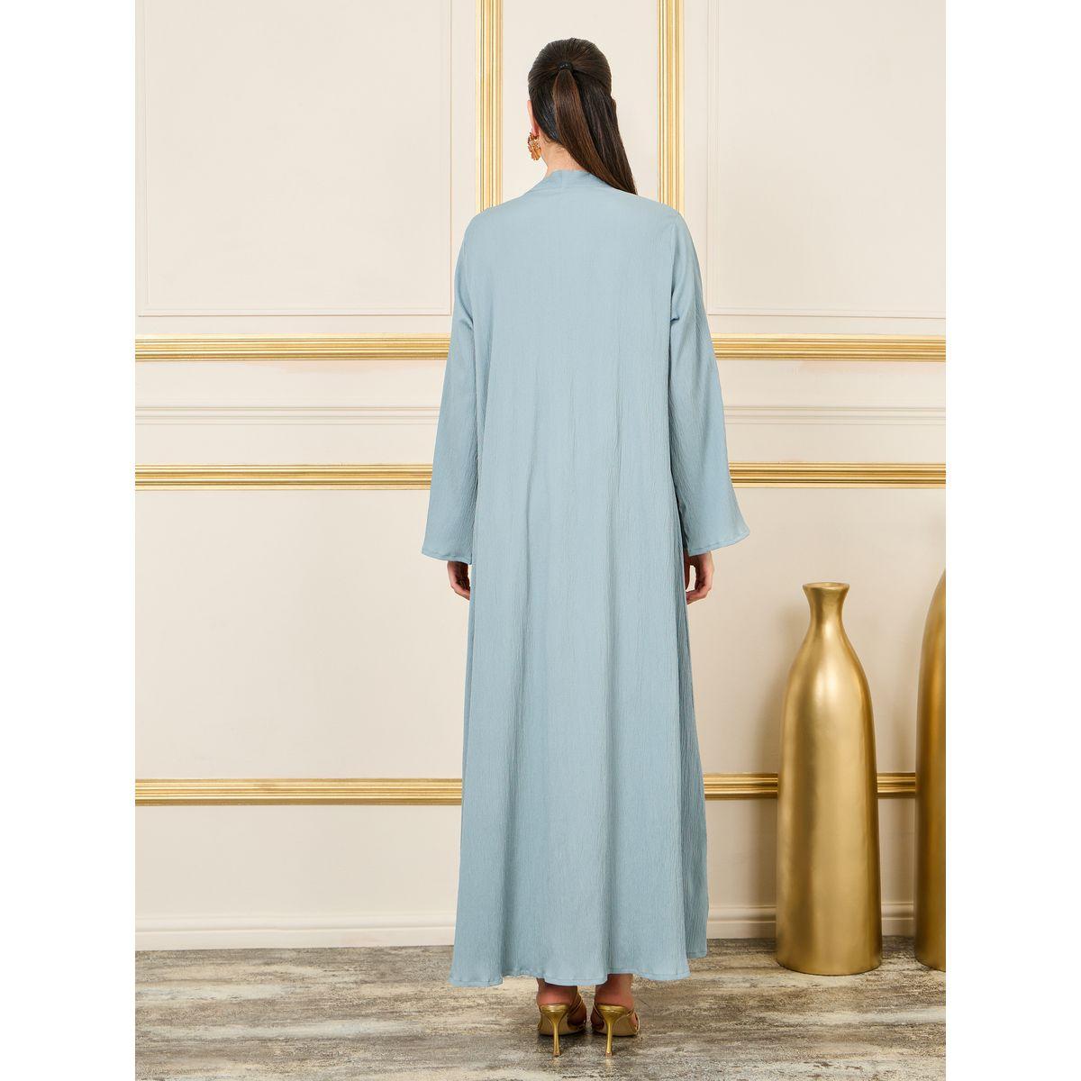 Styli Crepe Textured Open Front Abaya-women-arabicclothing-abayas-image-4