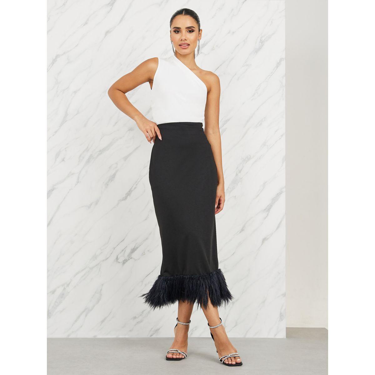 تنورة ميدي مزينة بفرو صناعي-women-clothing-bottoms-skirts-image-2