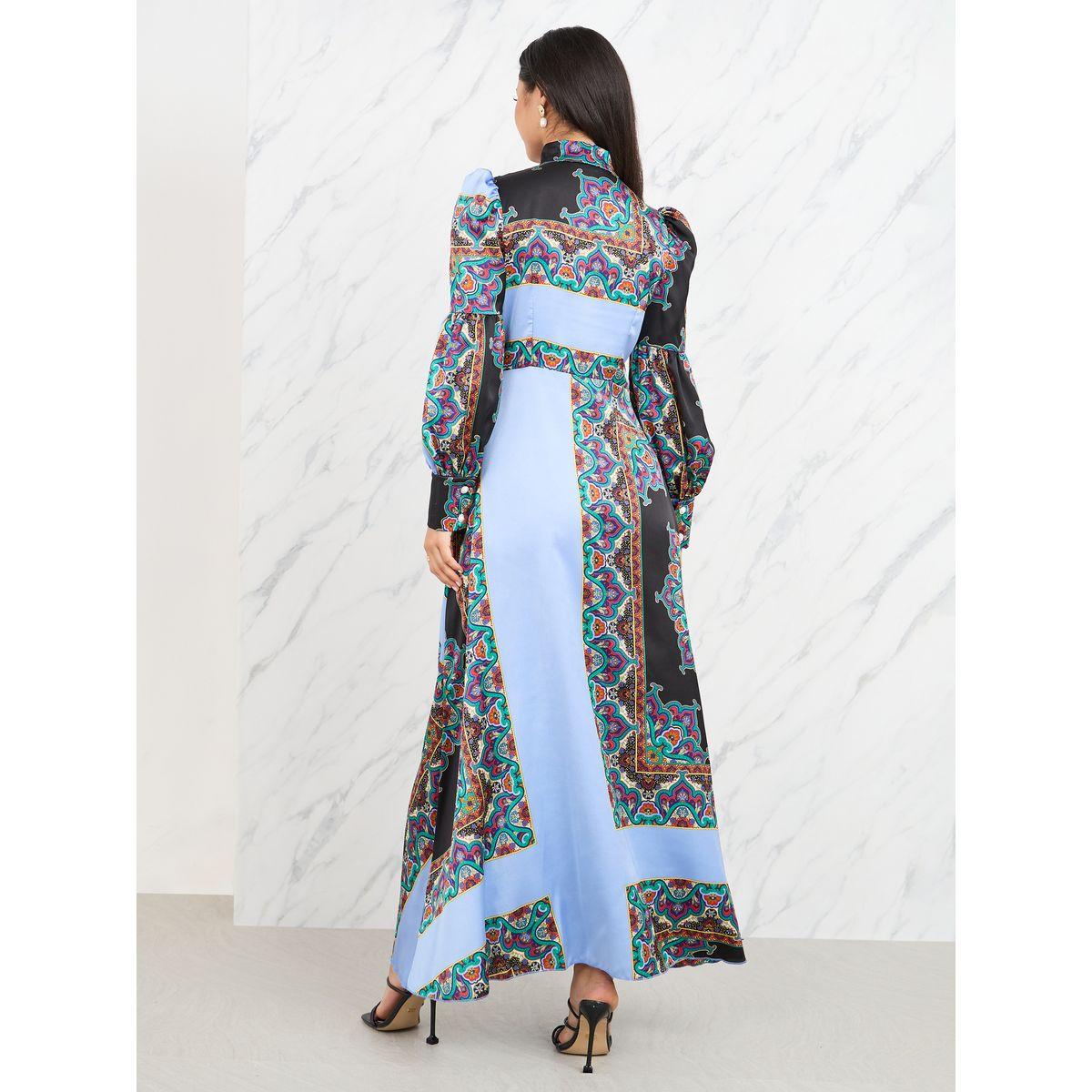 فستان طويل ساتان مطبع بطبعة بوهيمية-women-clothing-dresses-image-4