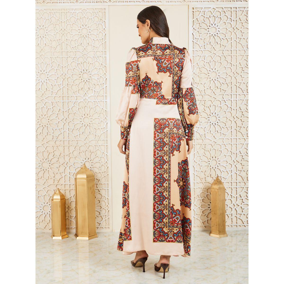 Styli Bohemian Print A-Line Shirt Maxi Dress-women-clothing-dresses-image-4