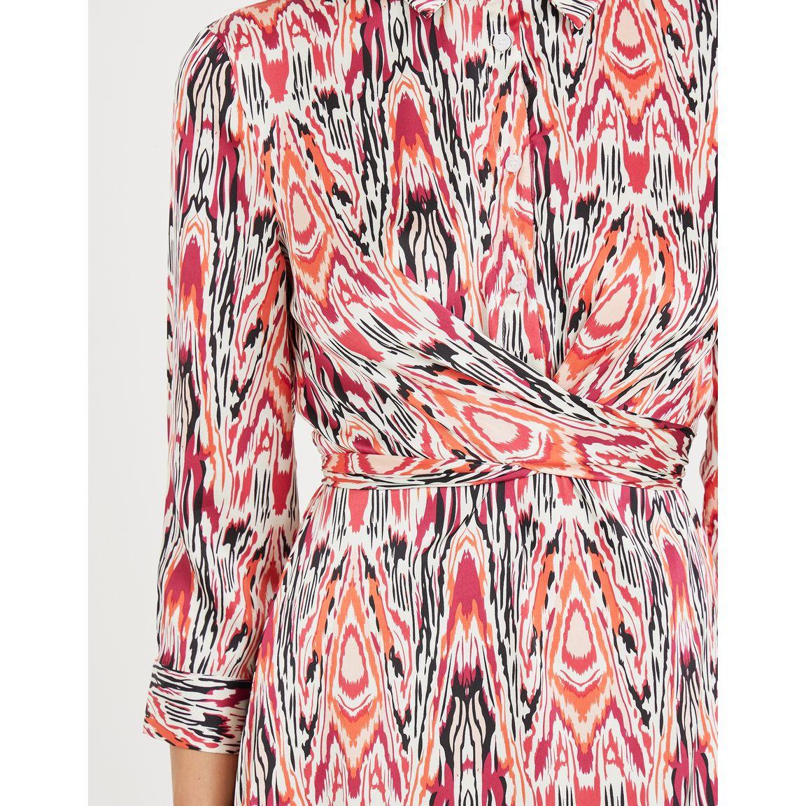 Styli Ikat Print Collared Tie Up Detail A-Line Midi Dress-women-clothing-dresses-image-3
