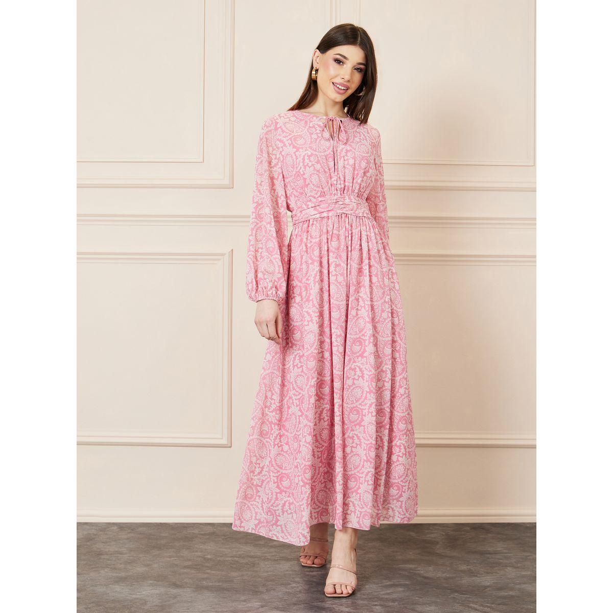 Styli Paisley Print Tie Up Neck A-Line Maxi Dress-women-clothing-dresses-image-1