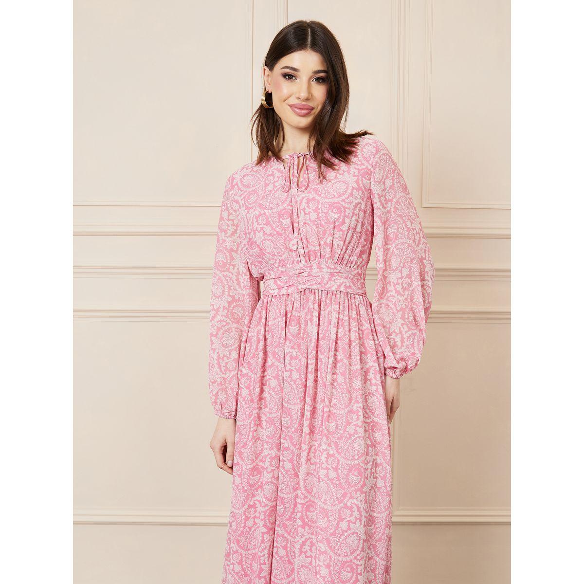 Styli Paisley Print Tie Up Neck A-Line Maxi Dress-women-clothing-dresses-image-2