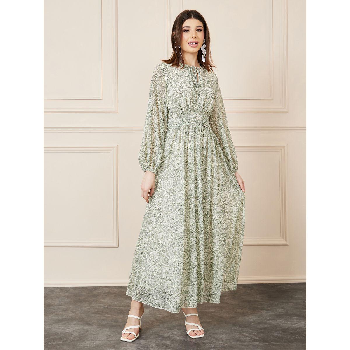 Styli Paisley Print Tie Up Neck A-Line Maxi Dress-women-clothing-dresses-image-1