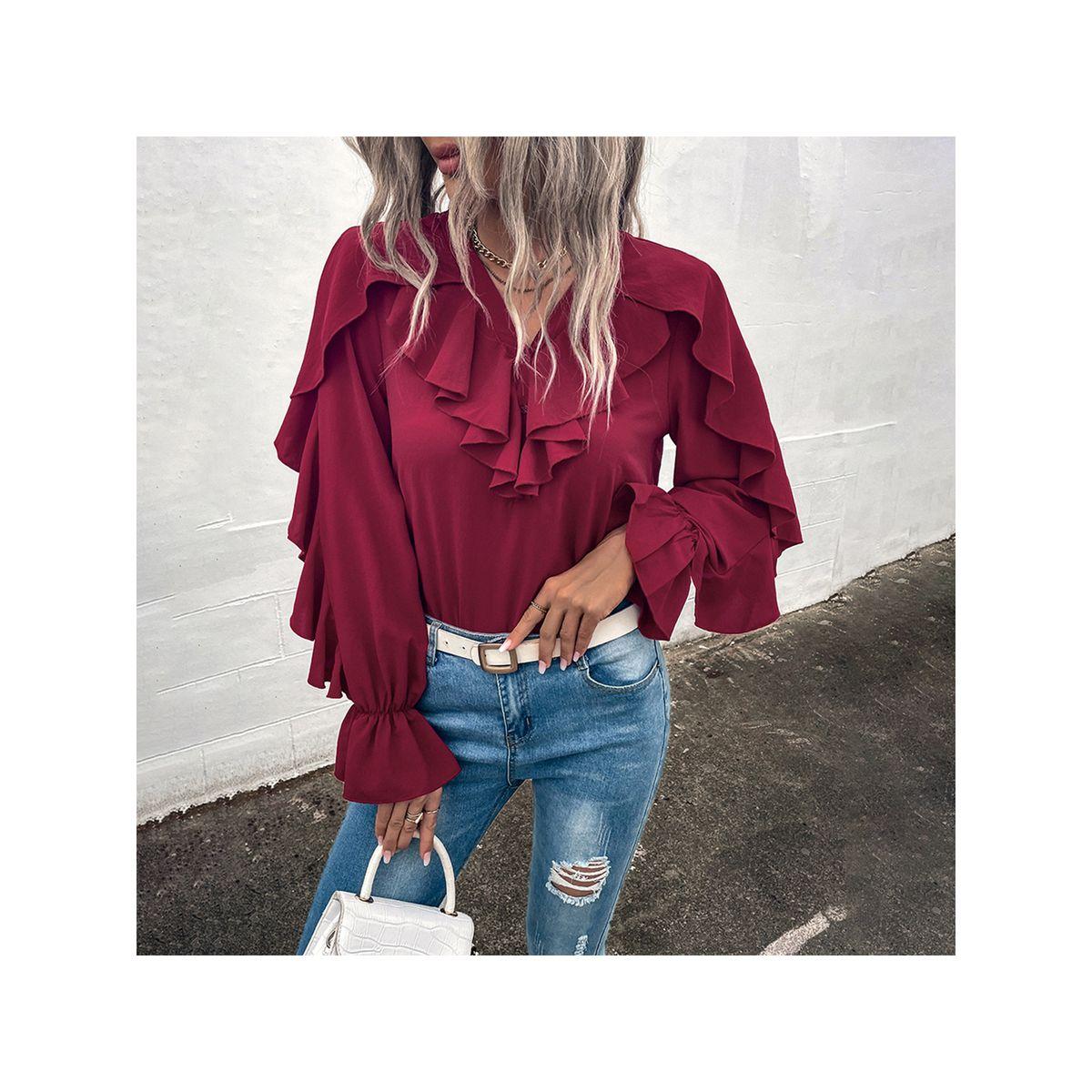 بلوزة بأكمام فوليوم مزينة بكشكش دي واي × ستايلي-women-clothing-shirtsandblouses-blouses-image-5